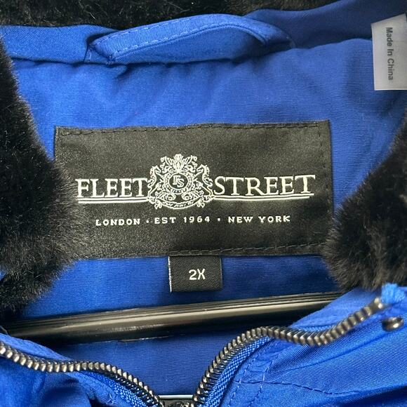 Fleet Street Storm Weight Puffer Coat Cobalt Blue Womens Plus Size 2X Hooded - Picture 8 of 13